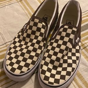 Van’s Checkered slip on. Brown and cream. Mens 9.5 US.